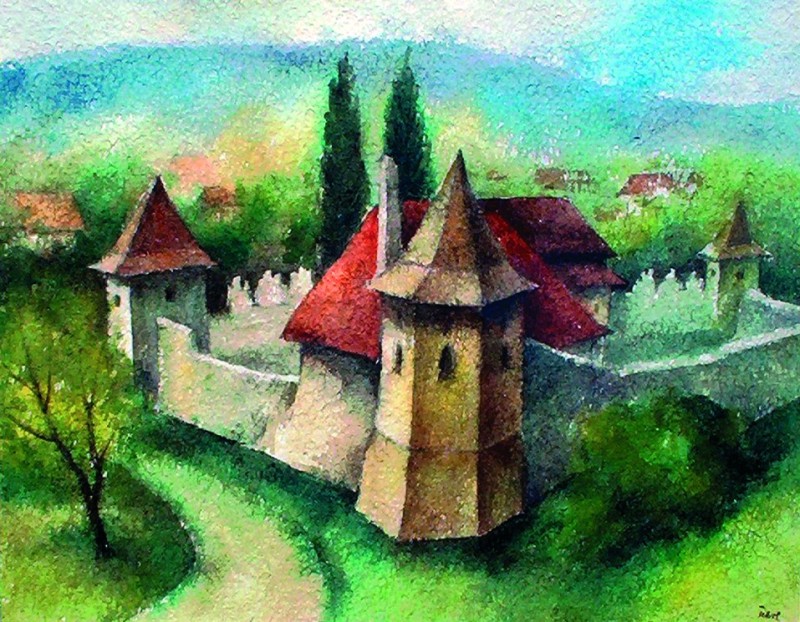 A Lázár-kastély Szárhegyen 2001 52x40 cm papír, akvarell 